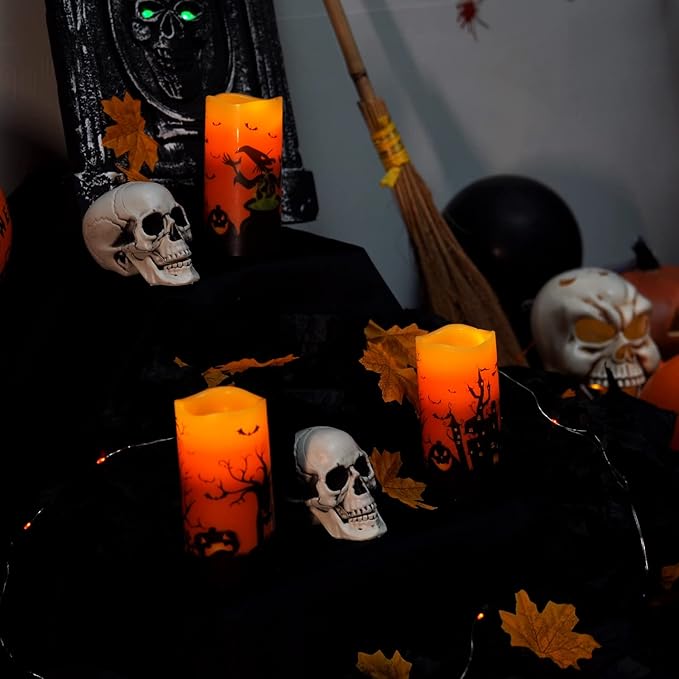 Homemory Halloween Candles, Real Wax Flickering Battery Operated LED Pillar - Image 4