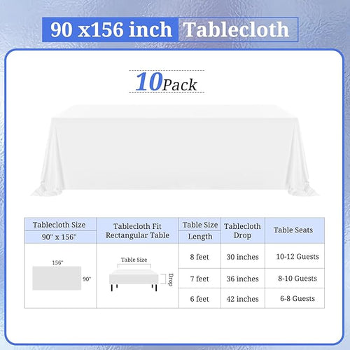 10 Pack Polyester Tablecloths, Stain and Wrinkle Resistant Washable Fabric - Image 2