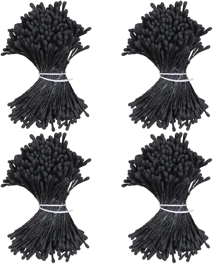 HAHIYO 700Pcs 2mm Fully Black Matte Double Head Flower Stamen Pistil by HAHIYO
