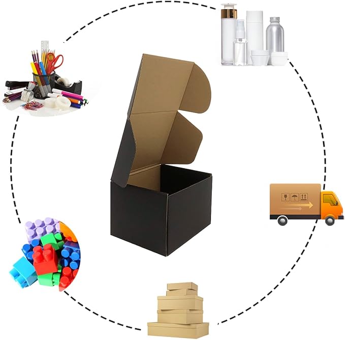 24 Pack 6x5x4 Inches Shipping Boxes，Black 3 Layers Corrugated Cardboard Box - Image 2