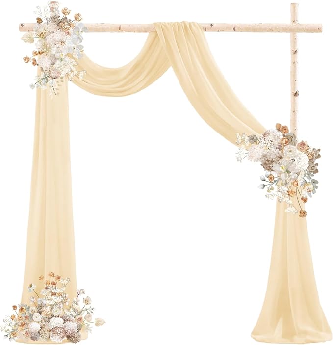Champagne Gold Wedding Arch Draping Fabric 2 Panels 29" x 20 FT Wedding Drapes - Image 2