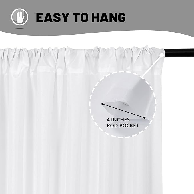 White Backdrop Curtain for Wedding Decor Holiday Party 4 Panels- White Wedding - Image 6