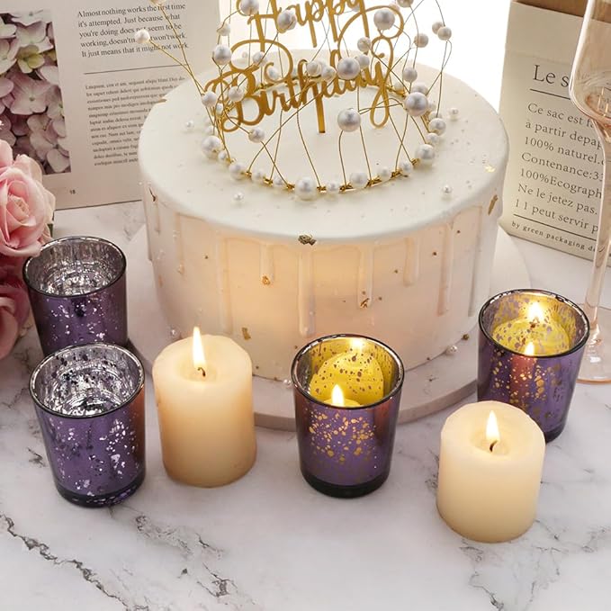 Purple Mercury Glass Tea Light Holders Set of 36 - Image 3