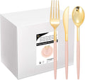 I00000 144Pcs Pink Plastic Silverware, 48 Knives and 48 Spoons Perfect by I00000