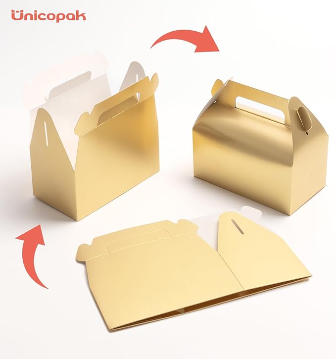 UnicoPak 30 Pack Gold Gable Treat Boxes, Party Favor Boxes, Gift Boxes - Image 3