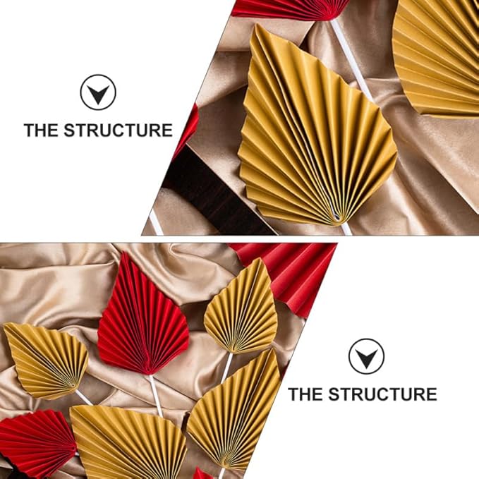 16pcs Golden Tree Leaf Folding Fan Cake Toppers - Image 9