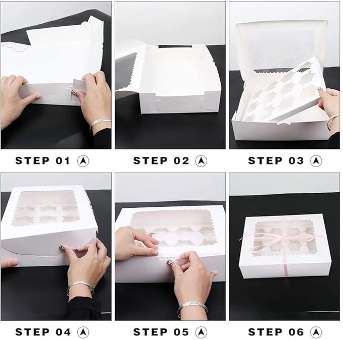 Rarapop 30 Pack Cupcake Boxes Hold 12 Standard Cupcakes, Food Grade Cupcake - Image 4