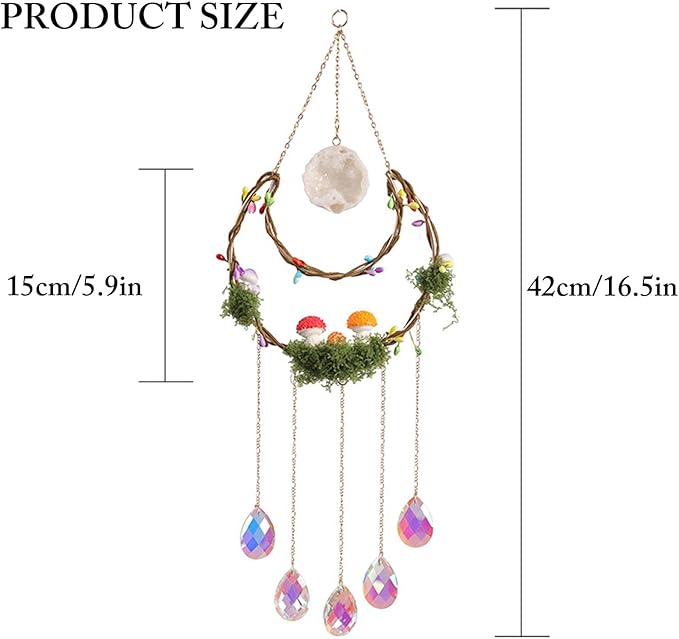 TUOKING Crystal Suncatchers for Window Hanging Mushroom Colorful Crystals Prism - Image 2