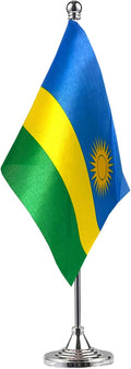 GentleGirl.USA Rwanda Table Flags, Stick Small Mini Rwandan Flag Office Desk by GentleGirl