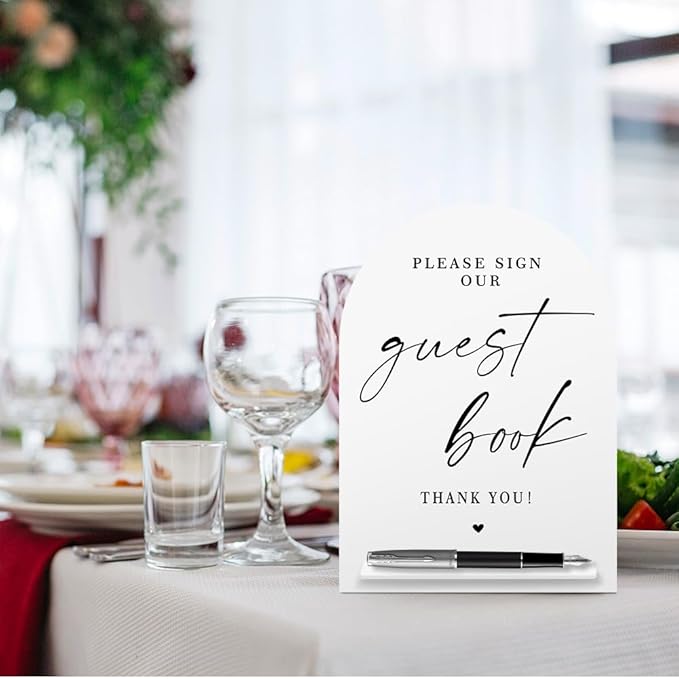 White Acrylic Guest Book Sign, Please Sign Our Guestbook Sign - Image 5