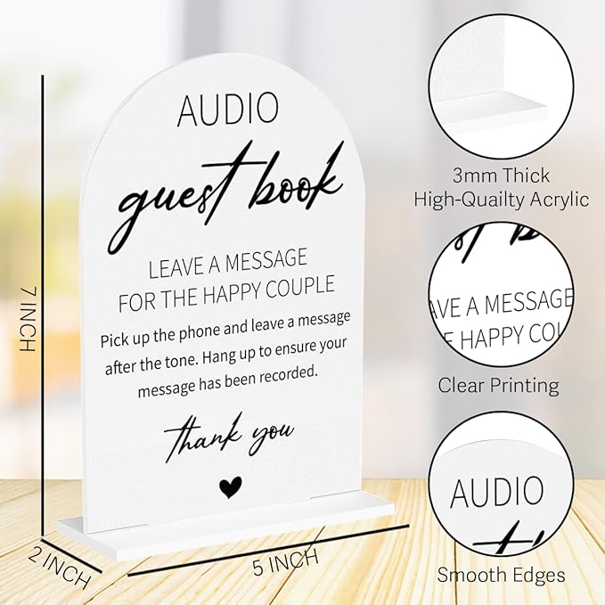 Audio Guest Book Sign for Wedding Acrylic Arch Wedding Bridal Shower Baby - Image 2