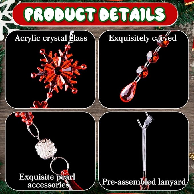 Lanpn 26pcs Christmas Ornaments Crystal Christmas Tree Decoration, Hanging - Image 4