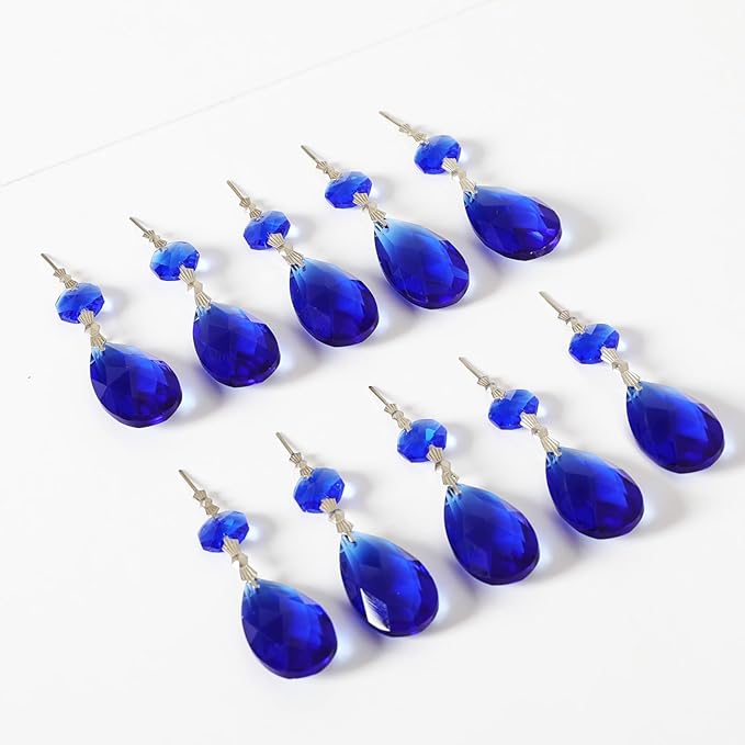 10pcs Crystal Prisms Chandelier Blue Ornament Pendants Rainbow Maker 38mm Drop - Image 5