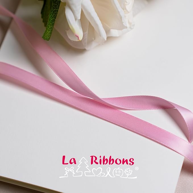 LaRibbons 3/8 Inch 25 Yard Double Faced Satin Ribbon, Rose Pink Small Satin - Image 3