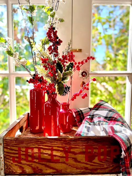 Sullivans Red Vase Set, Farmhouse Decor, Boho Aesthetic Room Decor Vases - Image 8