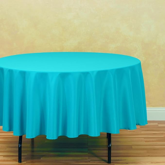 LTC LINENS 5 Pack 90 Inch Round Tablecloth Turquoise - Image 3