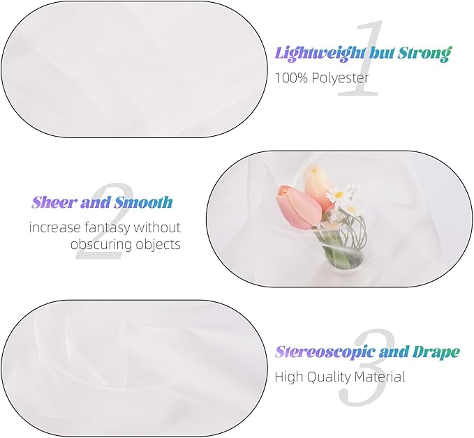 Crystal Organza Fabric Tulle 11 Inch by 50 Yards Sheer Tulle Rolls - Image 4