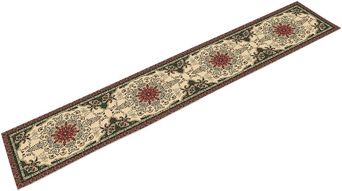 Vintage Paisley Bohemian Table Runner Beige Red Rustic Farmhouse Home Kitchen - Image 7