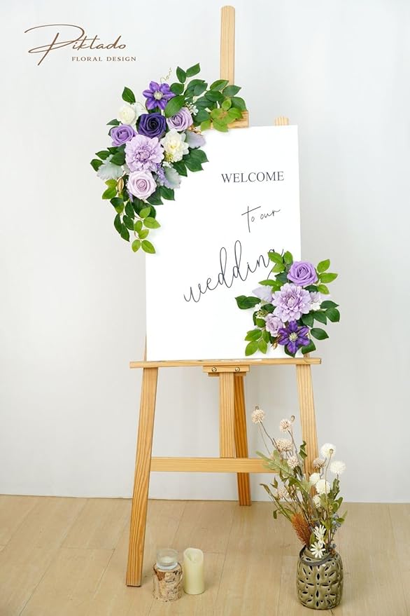 Wedding decor Welcome Sign Flower Backdrop Garland - Image 2