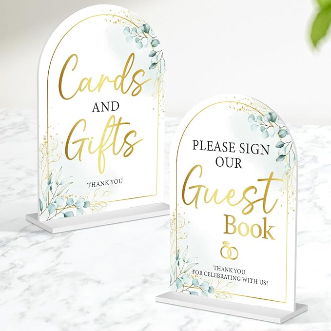 2-Piece Acrylic Wedding Sign Set by Unknown