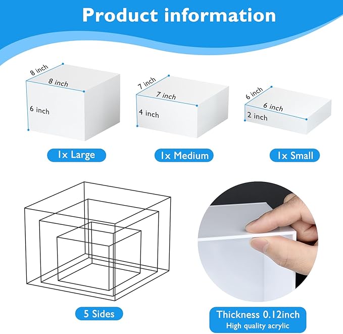 6Pcs White Buffet Risers, Acrylic Display Stand - Image 2