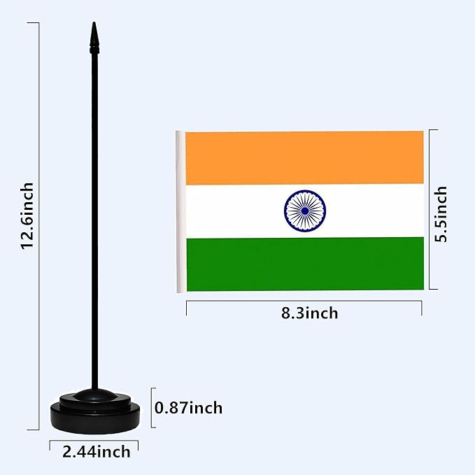 India Indian Deluxe Desk Flag Set Small Mini Miniature India Indian Table - Image 3