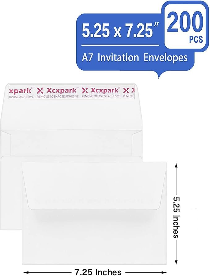 200 Qty Printable A7 Invitation Envelopes 5.25X7.25 inches Cards, Self Seal - Image 2
