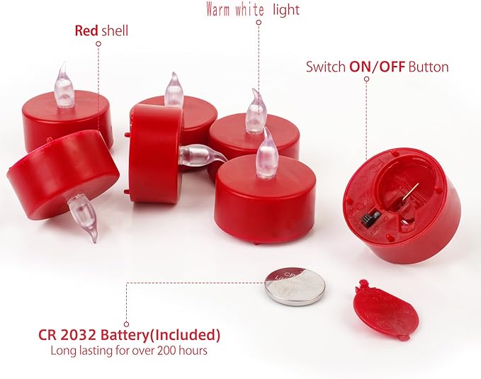 LED Tea Lights Candles- 24PACK Red Flameless Candles Realistic and Bright - Image 5