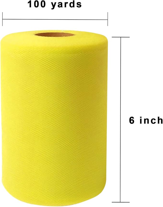 Yellow Tulle Fabric Roll 6 Inch X 300 FT Matte Tulle Ribbon Netting Mesh Spool - Image 3