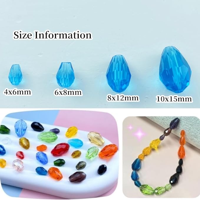 200pcs 4x6mm Teardrop Crystal Glass Beads Vertical Hole Faceted Glass Teardrop - Image 2