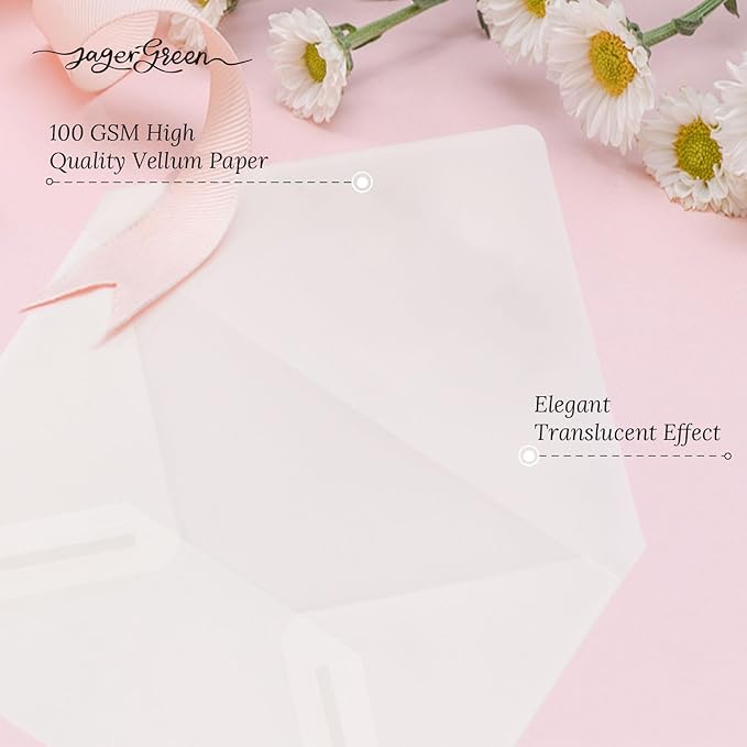 50 Pack 5x7 Vellum Envelopes Letter Size, A7 Translucent Glassine Envelopes - Image 3