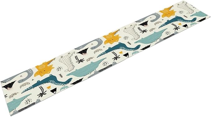 Cartoon Dinosaur Table Runner, Kids Boys Cute Various Dino Moutain Modern - Image 8