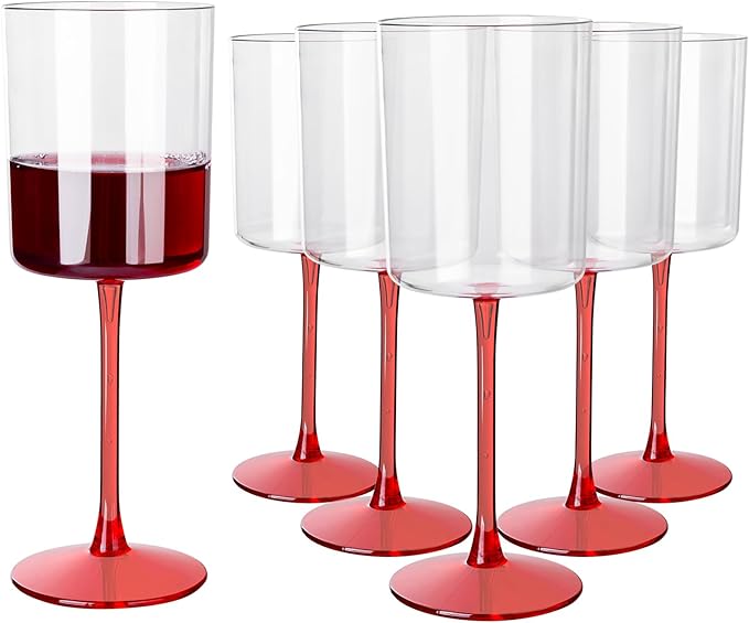 Ciaell 12 Pack 10 Oz Clear Plastic Wine Glasses by Ciaell