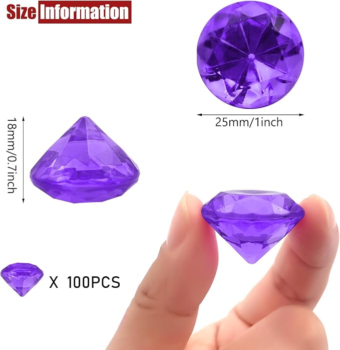 100 PCS Acrylic Diamond Gems, Arts & Crafts, Birthday Decorations - Image 2