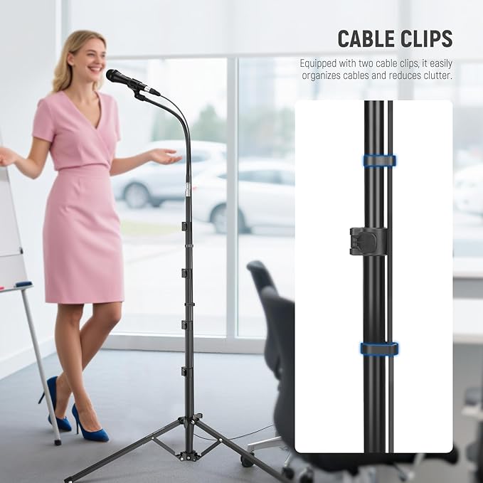 NEEWER Microphone Stand with Flexible Arm, Boom Arm Mic Floor Tripod Mount - Image 3