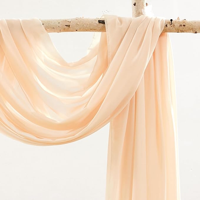 Wedding Arch Draping Fabric, 2 Panels 18FT Champagne Arch Drapes Chiffon Fabric - Image 3