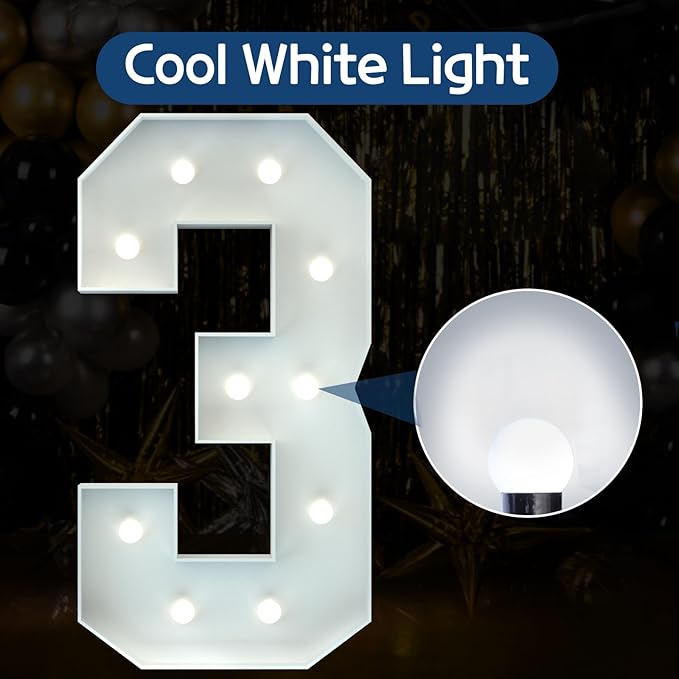 Marquee Numbers 4 Feet Tall Big Light Up Numbers 3rd 13th 30th Happy Birthday - Image 2