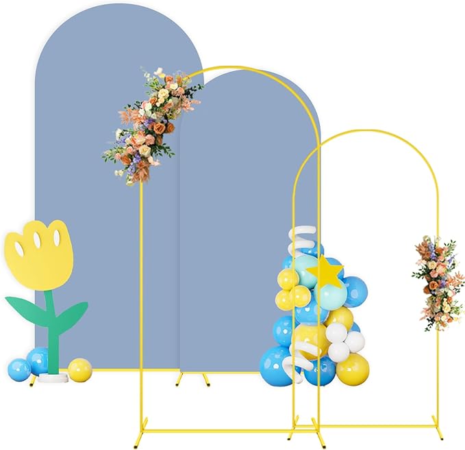 Arch Backdrop Stand and Cover Set 6FT 7.2FT Dusty Blue Arch Backdrop Covers Set by OMKSIH