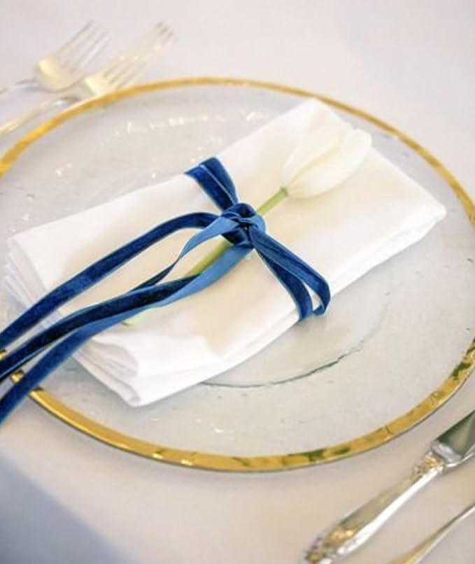 Royal Blue Velvet Ribbon 3/8'' 25 Yards - Image 5