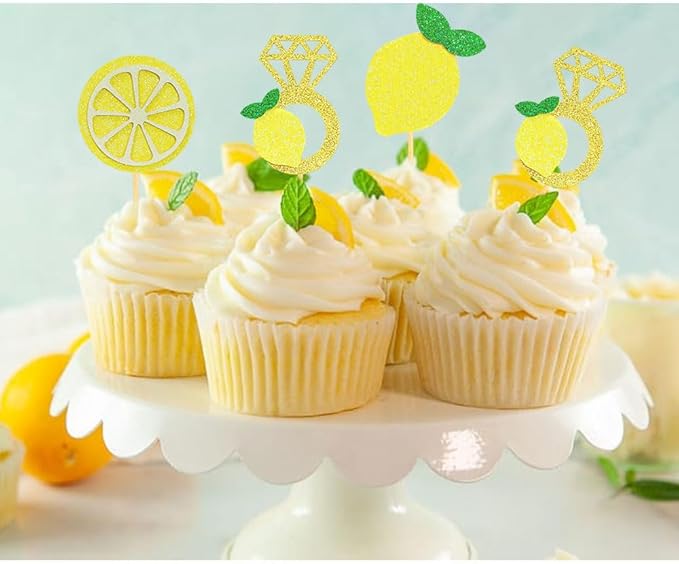 Glitter Lemon Cupcake Toppers Picks - Image 4