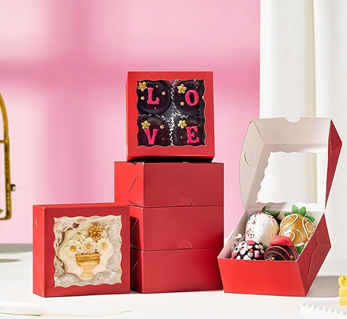 50-Count 4x4x2 Food-Safe Classic Red Bakery Boxes - Image 10