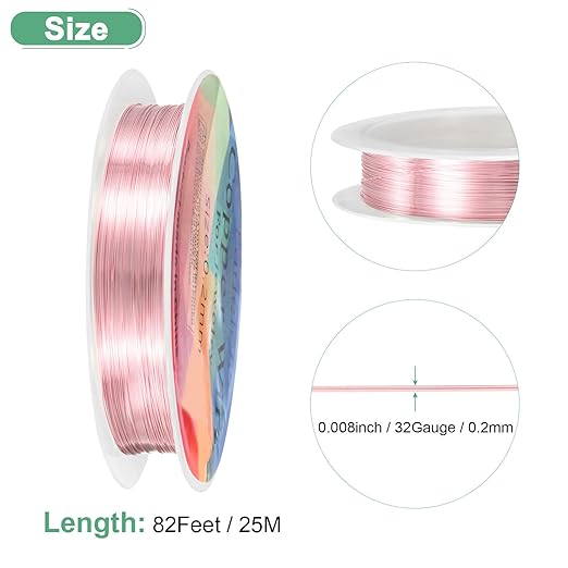0.2 mm/32 Gauge Copper Wire for Jewelry Making, 82FT Copper Beading Craft Wire - Image 3