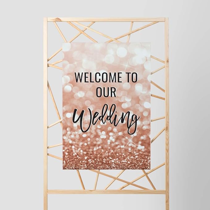 Andaz Press Extra Large Wedding Easel Board Party Sign, 12x18-inch, Glitzy Faux - Image 3