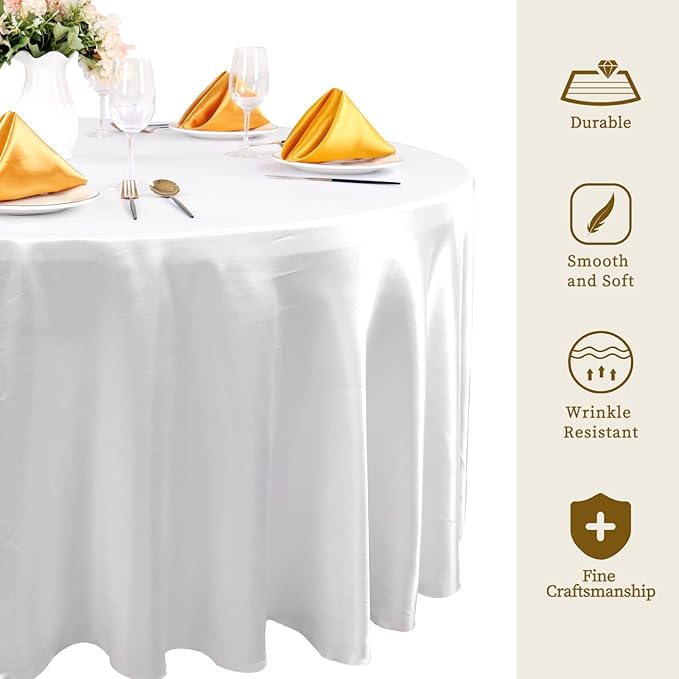 6 Pack 120 Inch White Round Tablecloth - Image 3