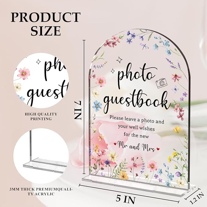 Wedding Sign Decor, Photo Guest Book Sign, Arch Acrylic Wedding Sign - Image 2