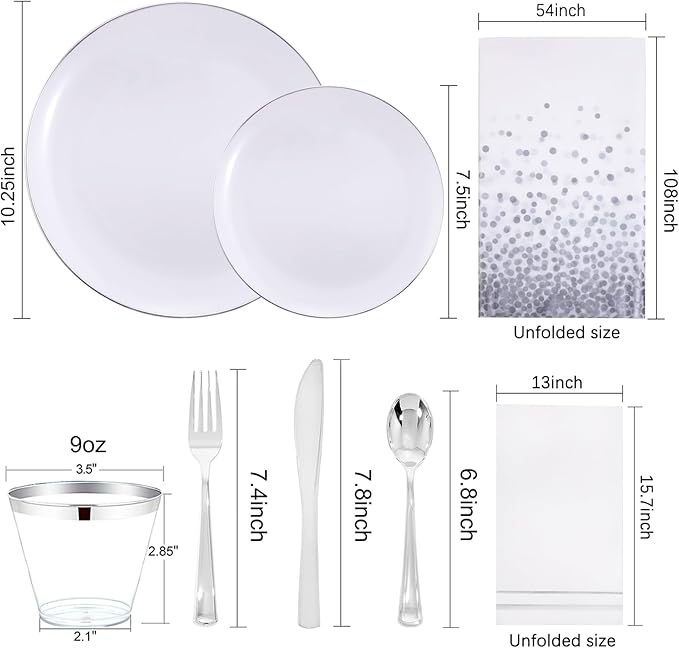 Festiva 176Pcs Silver Plastic Christmas Plates - Image 2