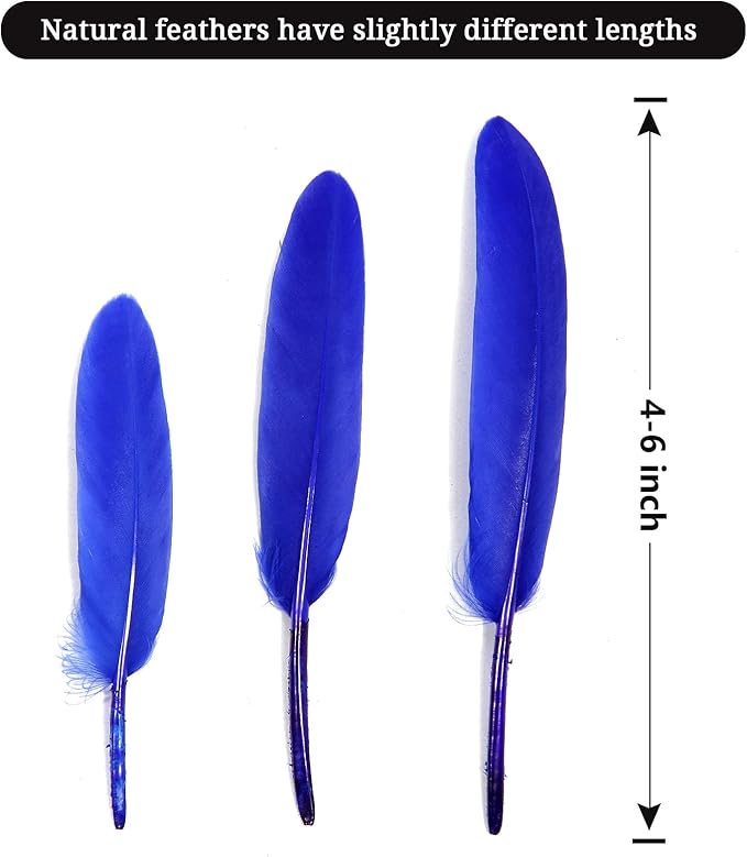 FeelfunFeather 120pcs Blue Goose Cochettes Feather Natural Bulk 4-6 inch 10-15cm - Image 2