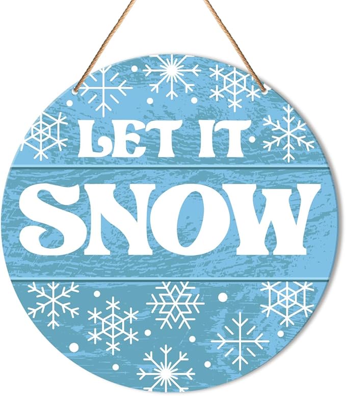 Muktoujaumai Winter Sign Front Door Decor, Christmas Round Hanging Sign Decor by Muktoujaumai