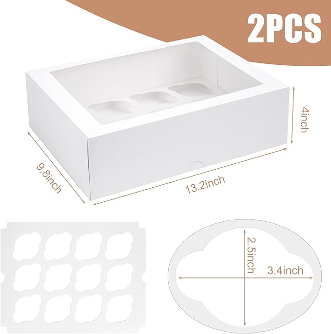 VGOODALL 2PCS White Cupcake Container - Image 2