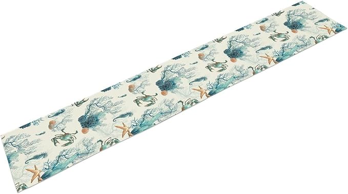 Nautical Coast Table Flag, Ocean Beach Seahorse Shell, Vintage Sailboat - Image 2
